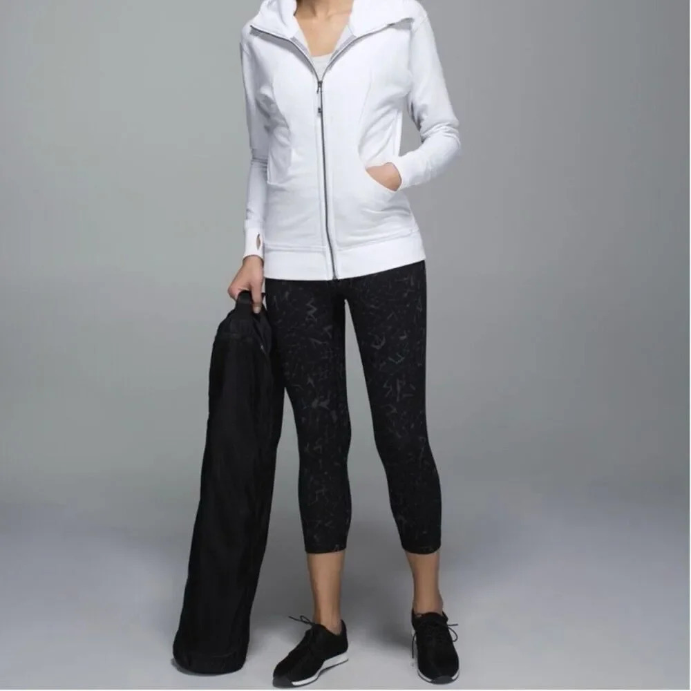 LULULEMON Wunder Under Crop Pants Roll Down Star Crushed Coal Black Women Size 8